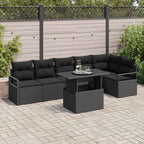 Gartensofa-set mit Speicher 7 pcs Schwarz Poly-Rattan