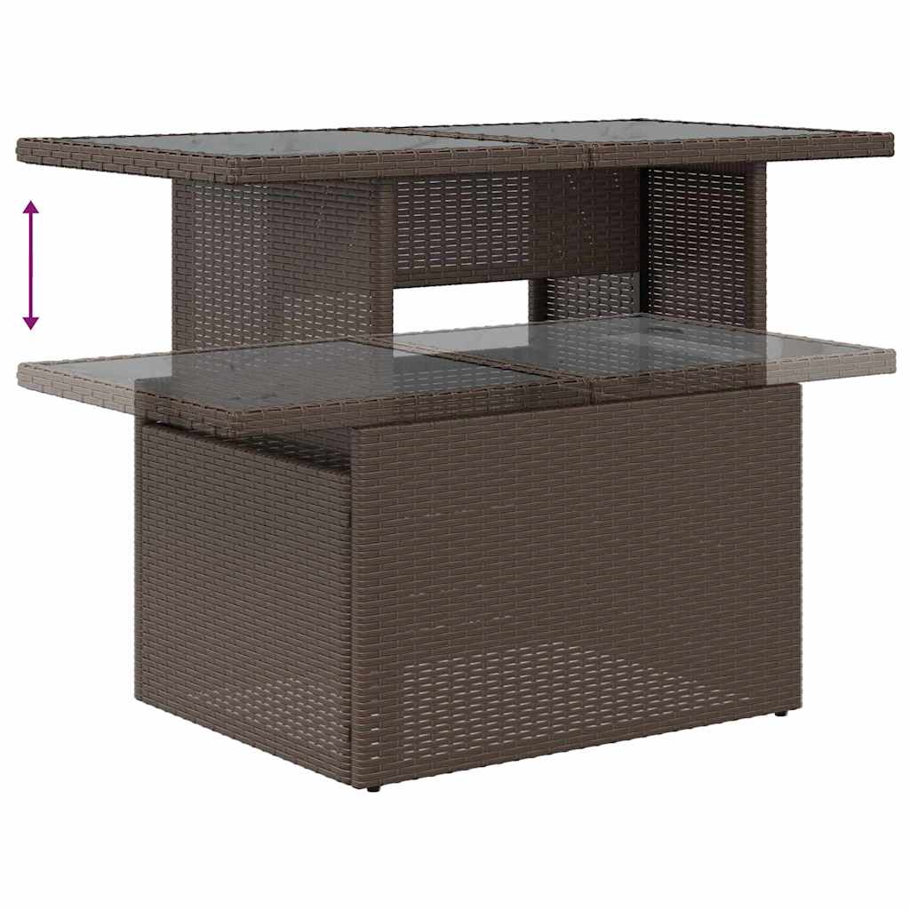 Gartensofa-set mit Speicher 7 pcs Braun und Rot Poly-Rattan