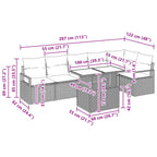 Gartensofa-set mit Speicher 7 pcs Braun und Rot Poly-Rattan