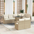 Garten-Sofa-Set mit Kissen 9 pcs Beige und Creme Poly-Rattan