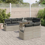 Garten-Sofa-Set mit Kissen 9 pcs Hellgrau Poly-Rattan