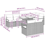 Garten-Sofa-Set mit Kissen 9 pcs Hellgrau Poly-Rattan