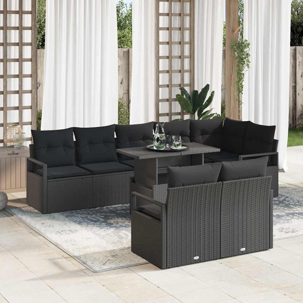 Gartensofa-set 9 pcs 8-Sitzanzahl Schwarz Poly-Rattan