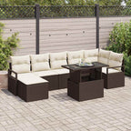 Garten-Sofa-Set mit Kissen 8 pcs Braun und Creme