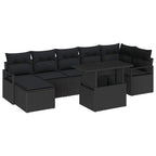 Gartensofa-set mit Speicher 8 pcs Schwarz Poly-Rattan