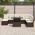 Garten-Sofa-Set mit Kissen 9 pcs Braun und Creme
