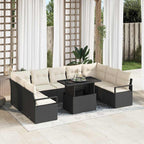 Garten-Sofa-Set mit Kissen 10 pcs Schwarz und Creme Poly-Rattan