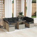 Garten-Sofa-Set mit Kissen 10 pcs Hellgrau Poly-Rattan