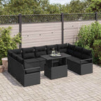 Garten-Sofa-Set mit Kissen 10 pcs Schwarz Poly-Rattan