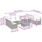 Garten-Sofa-Set mit Kissen 11 pcs Braun und Creme Poly-Rattan