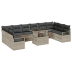 Garten-Sofa-Set mit Kissen 11 pcs Hellgrau Poly-Rattan