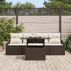 Garten-Sofa-Set mit Kissen 5 pcs Braun und Creme Poly-Rattan