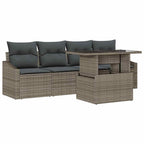 Garten-Sofa-Set mit Kissen 5 pcs Grau Poly-Rattan