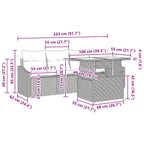 Garten-Sofa-Set mit Kissen 5 pcs Grau Poly-Rattan