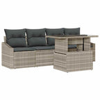 Garten-Sofa-Set mit Kissen 5 pcs Hellgrau Poly-Rattan
