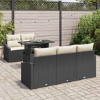 Garten-Sofa-Set mit Kissen 6 pcs Schwarz und Creme Poly-Rattan