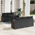 Gartensofa-set mit Speicher 7 pcs Schwarz Poly-Rattan