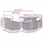 Garten-Sofa-Set mit Kissen 7 pcs Braun und Creme Poly-Rattan