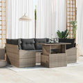 Gartensofa-set mit Speicher mit Kissen 7 pcs Grau Poly-Rattan
