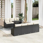 Gartensofa-set mit Kissen 8 pcs Schwarz und Creme Poly-Rattan