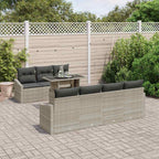Gartensofa-set mit Kissen 8 pcs Hellgrau Poly-Rattan