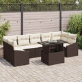 Garten-Sofa-Set mit Kissen 8 pcs Braun und Creme Poly-Rattan