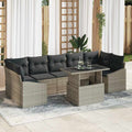 Garten-Sofa-Set mit Kissen 8 pcs Hellgrau Poly-Rattan