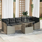 Garten-Sofa-Set mit Kissen 8 pcs Hellgrau Poly-Rattan