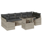 Garten-Sofa-Set mit Kissen 8 pcs Hellgrau Poly-Rattan
