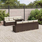 Gartensofa-set mit Kissen 7 pcs Braun und Creme Poly-Rattan
