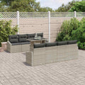 Garten-Sofa-Set mit Kissen 7 pcs Hellgrau Poly-Rattan