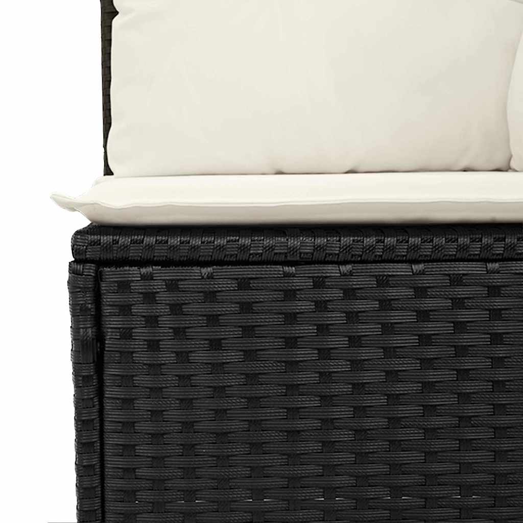 Gartensofa-set mit Kissen 9 pcs Schwarz und Creme Poly-Rattan