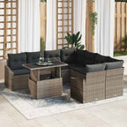 Gartensofa-set mit Kissen 9 pcs Grau Poly-Rattan