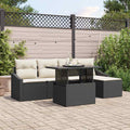 Garten-Sofa-Set mit Kissen 6 pcs Schwarz und Creme