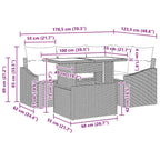 Gartensofa-set mit Kissen 5 pcs Braun und Creme Poly-Rattan