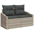 Gartensofa-set mit Kissen 5 pcs Hellgrau Poly-Rattan