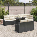 Gartensofa-set mit Kissen 9 pcs Schwarz und Creme Poly-Rattan