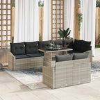 Gartensofa-set mit Kissen 9 pcs Hellgrau Poly-Rattan