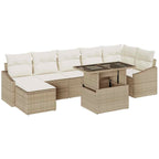 Gartensofa-set mit Kissen 8 pcs Beige und Creme Poly-Rattan