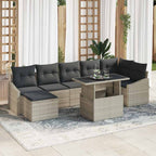 Gartensofa-set mit Kissen 8 pcs Hellgrau Poly-Rattan