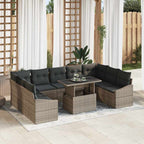Sofa Set mit Kissen 10 pcs Grau Poly-Rattan