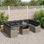 Sofa Set mit Kissen 10 pcs Grau Poly-Rattan