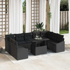 Sofa Set mit Kissen 10 pcs Schwarz Poly-Rattan