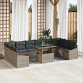 Sofa Set mit Kissen 11 pcs Grau Poly-Rattan