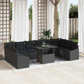 Sofa Set mit Kissen 11 pcs Schwarz Poly-Rattan