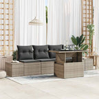 Sofa Set mit Kissen 5 pcs Grau Poly-Rattan