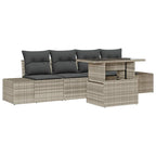 Sofa Set mit Kissen 5 pcs Hellgrau Poly-Rattan