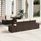 Sofa Set mit Kissen 6 pcs Braun und Creme Poly-Rattan