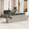 Sofa Set mit Kissen 6 pcs Hellgrau Poly-Rattan