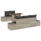 Sofa Set mit Kissen 6 pcs Hellgrau Poly-Rattan
